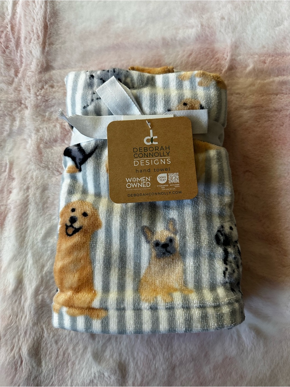Set of 2 Dog Print Hand Towels  - Deborah Connolly NWT